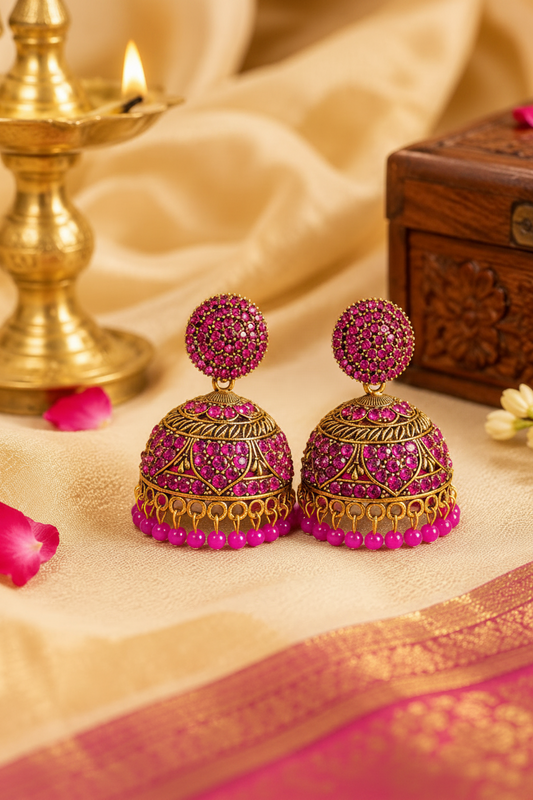 Pink Royale Sparkle Jhumka