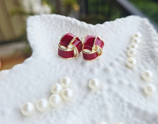 Ruby Red Knot stud Earrings