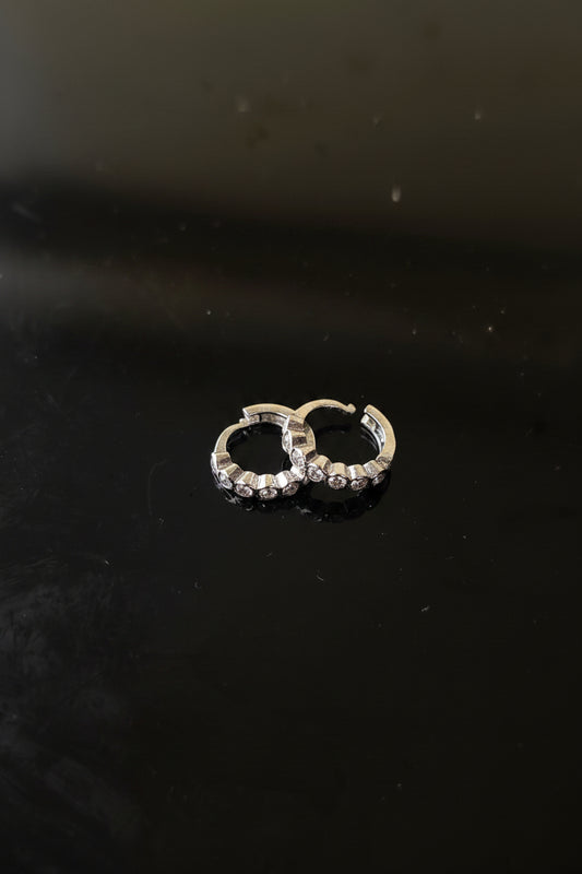 Silver Crystal Huggies (second stud)