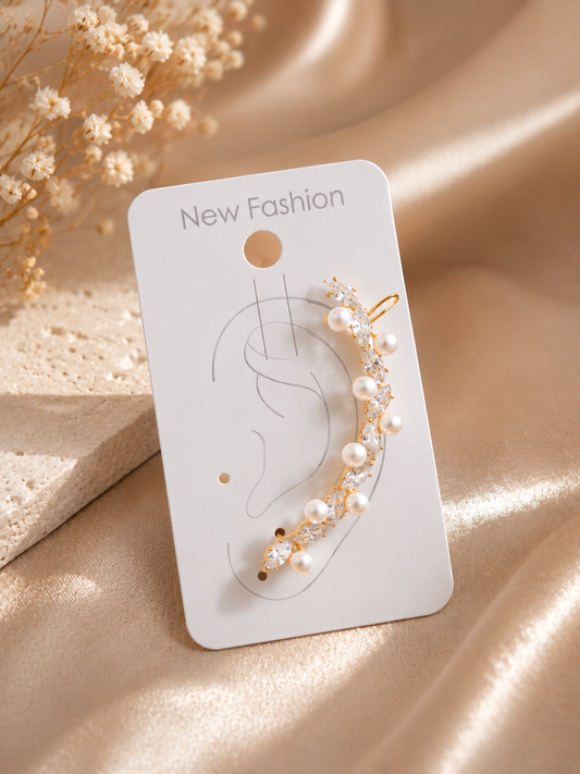 Pearl Cascade Luxe Ear Cuff or Ear climber - Single Piece