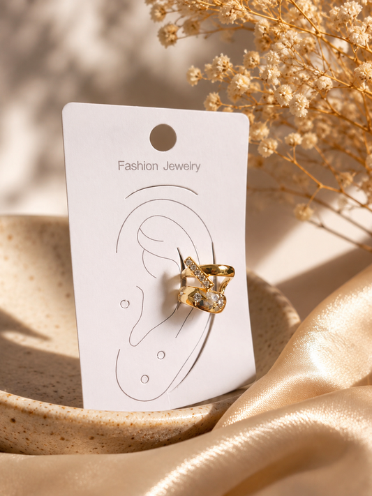 Twist & Spark Gold Ear Cuff - Single Piece