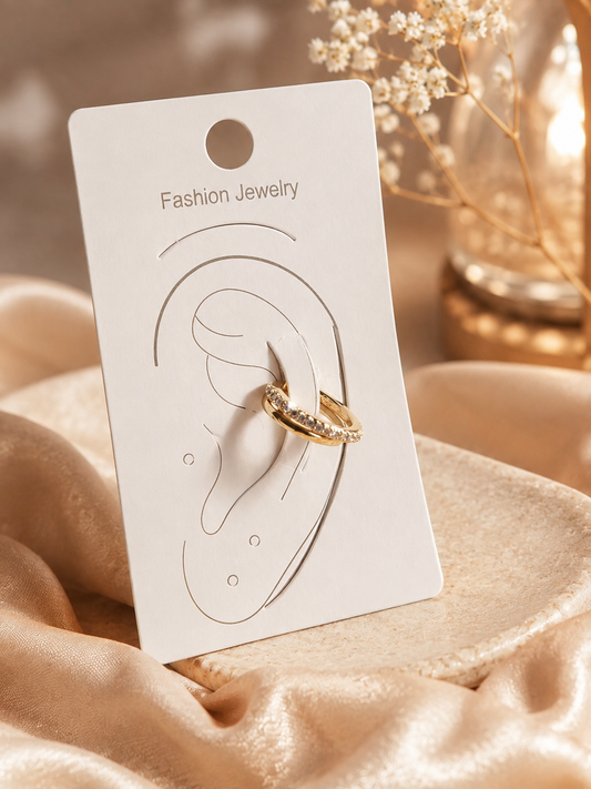 Golden Crystal Luxe Ear Cuff - Single Piece