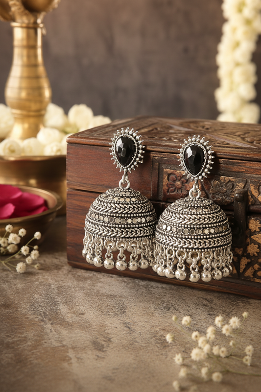 Silver Heritage Dome Jhumka
