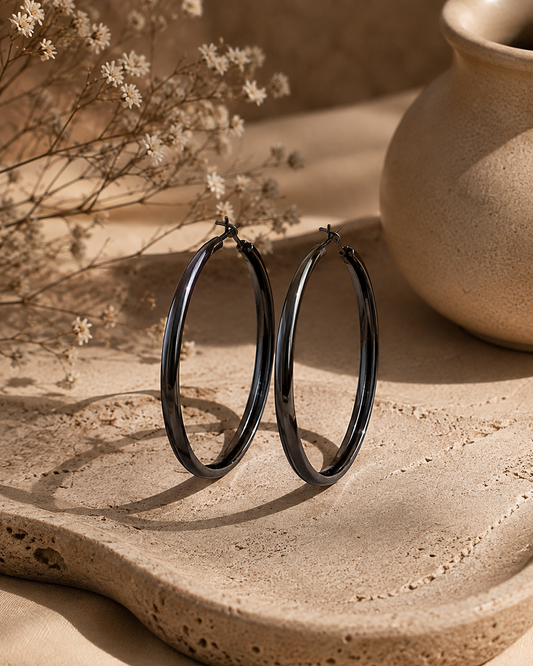 Midnight Edge Black Hoops