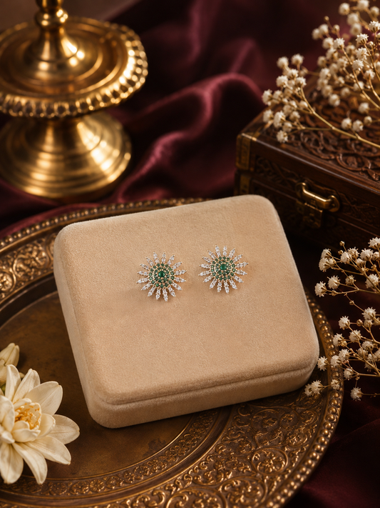 Emerald Sunburst Studs
