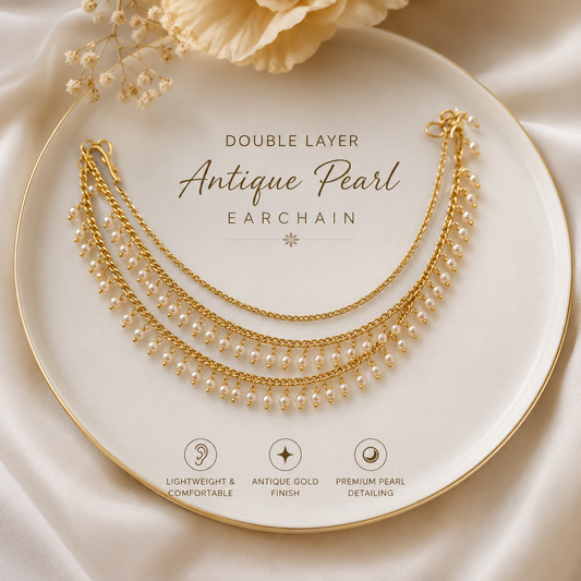 Antique Pearl 2 layer Ear Chain