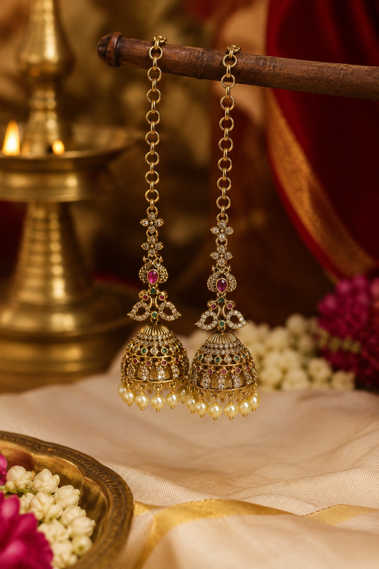 Rajalakshmi Antique Traditional Chain Jhumka