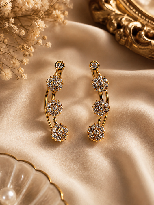 Celestia Triple Bloom Ear Cuff Set