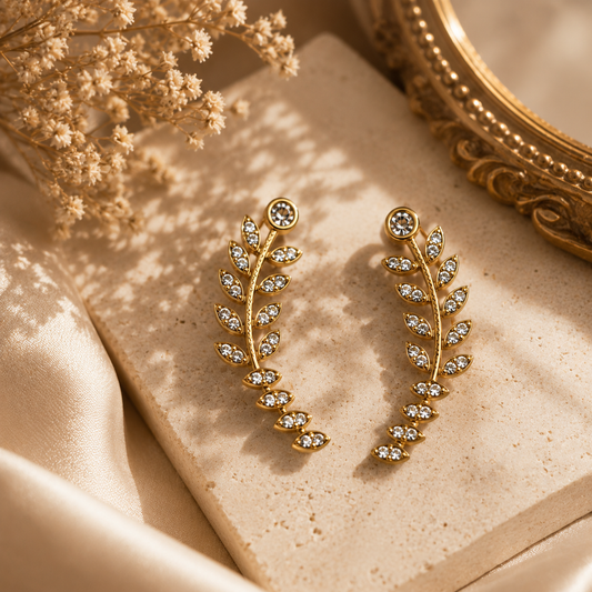 Golden Laurel Leaf  Ear Cuff Set