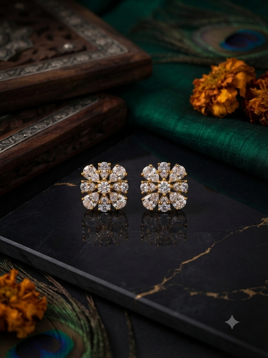 Celeste White Bloom Studs