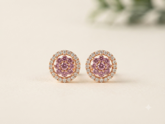 Blushing Blossom Halo Studs