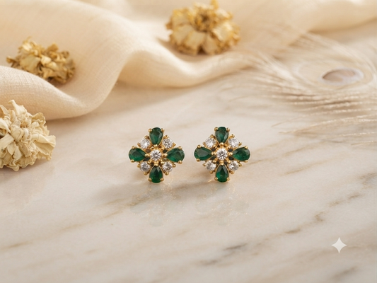 Emerald Blossom Studs