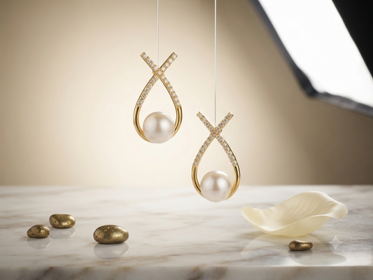 Golden Grace Pearl Studs