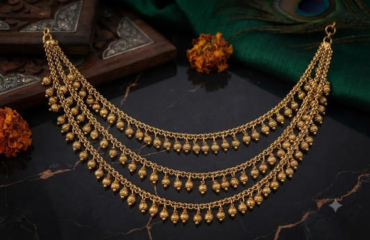 Antique Temple grace 3 layered Ear Chain