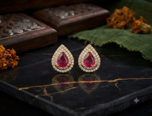 Ruby Radiance Teardrop Studs
