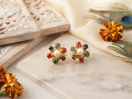 Navarasa Pearl Bloom Studs