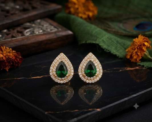 Emerald Elegance Teardrop Studs