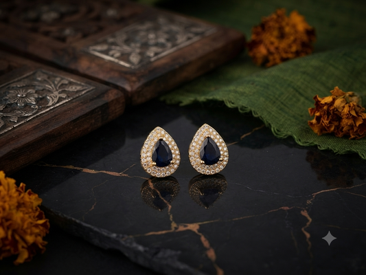 Midnight Sapphire Teardrop Studs