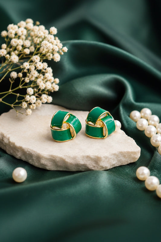 Emerald Knot Stud Earrings