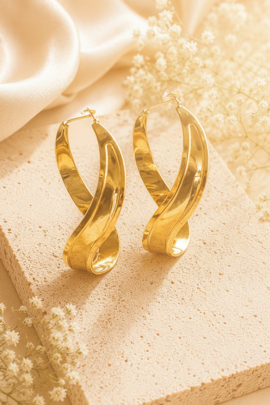 Golden Infinity Trending twisted Hoop Earrings