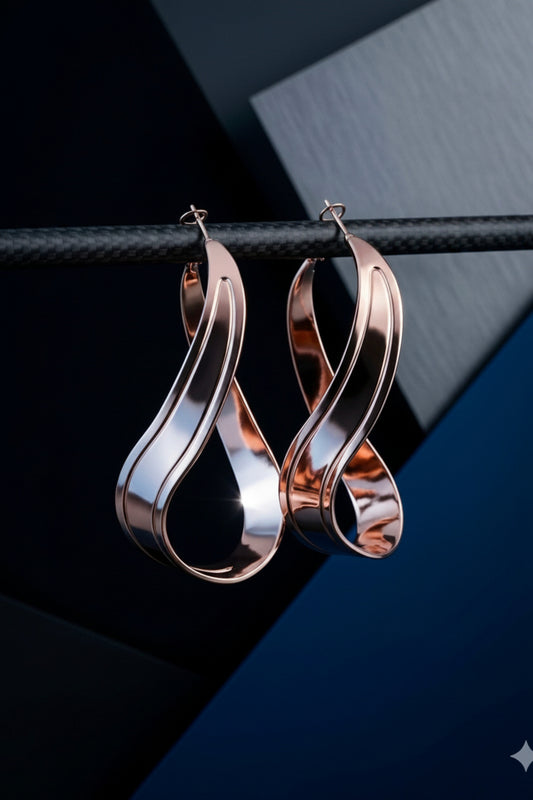 Rose Gold wave Trending Hoop Earring