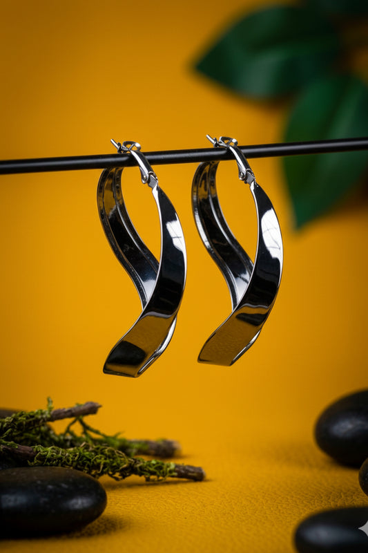 Rich Black wave Trending Hoop earrings