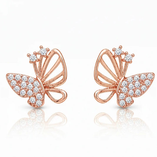 Rose Gold Butterfly Bloom Mini Studs
