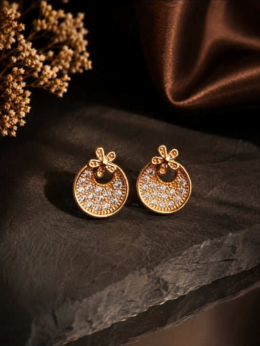Floral Halo white stone Mini Studs