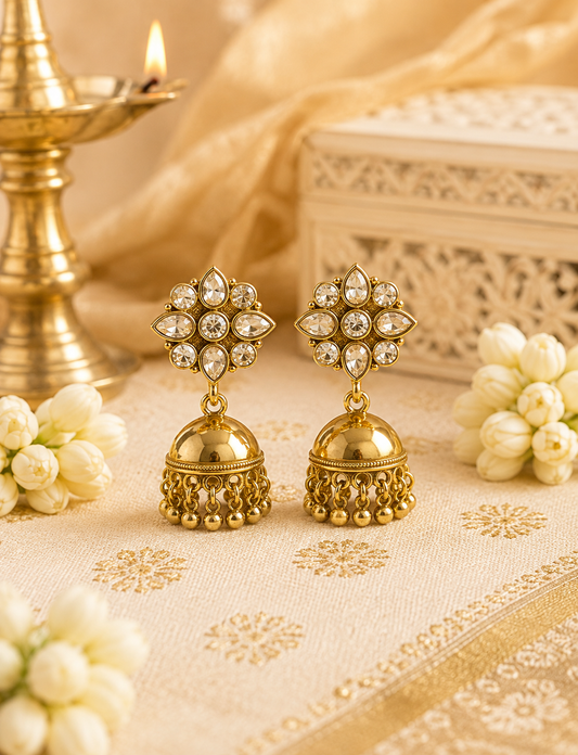 Champagne Bloom Dome Jhumka